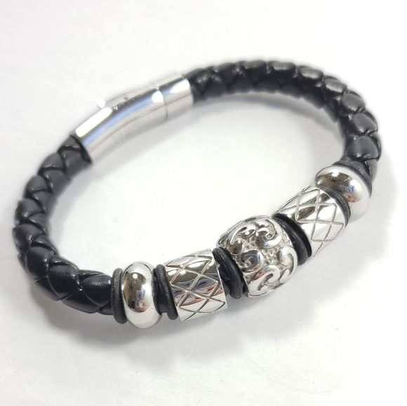 Other - Stainless steel & leather bracelet
